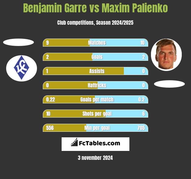 Benjamin Garre vs Maxim Palienko h2h player stats