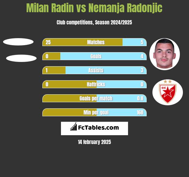 Milan Radin vs Nemanja Radonjic h2h player stats