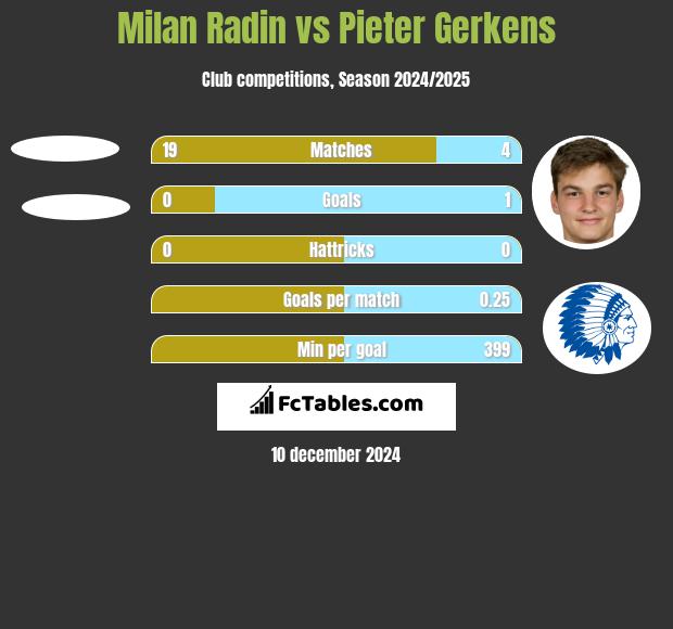 Milan Radin vs Pieter Gerkens h2h player stats