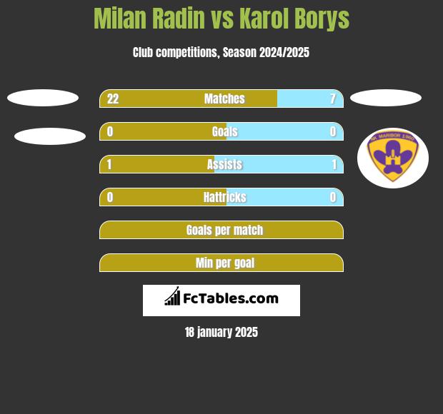 Milan Radin vs Karol Borys h2h player stats