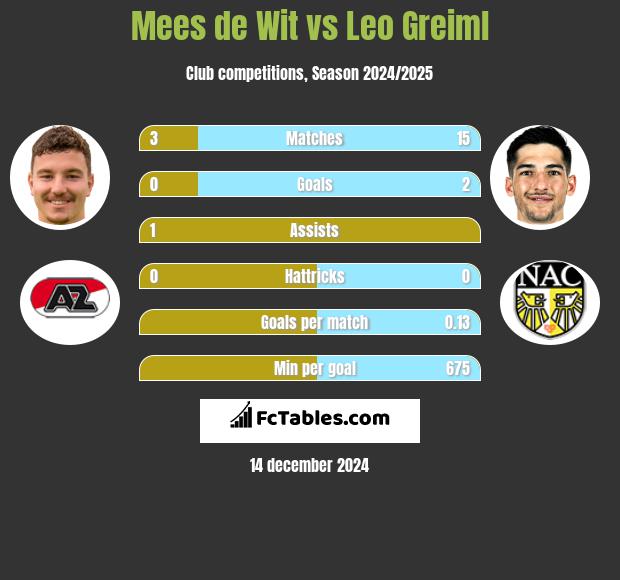 Mees de Wit vs Leo Greiml h2h player stats