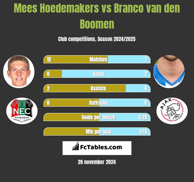 Mees Hoedemakers vs Branco van den Boomen h2h player stats