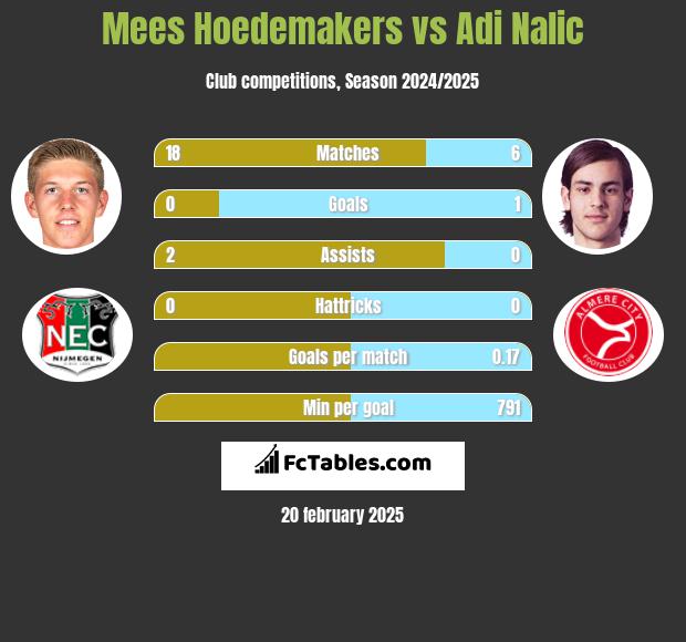 Mees Hoedemakers vs Adi Nalic h2h player stats