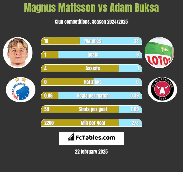 Magnus Mattsson vs Adam Buksa h2h player stats