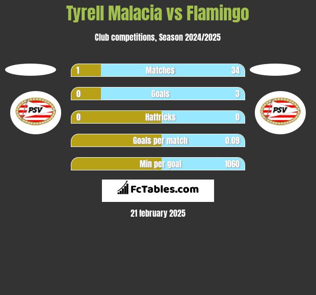 Tyrell Malacia vs Flamingo h2h player stats