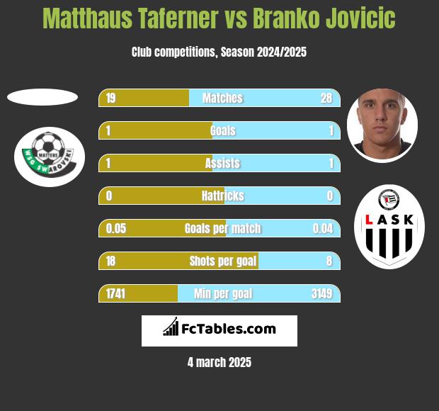 Matthaus Taferner vs Branko Jovicic h2h player stats