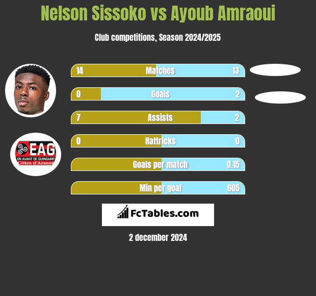 Nelson Sissoko vs Ayoub Amraoui h2h player stats