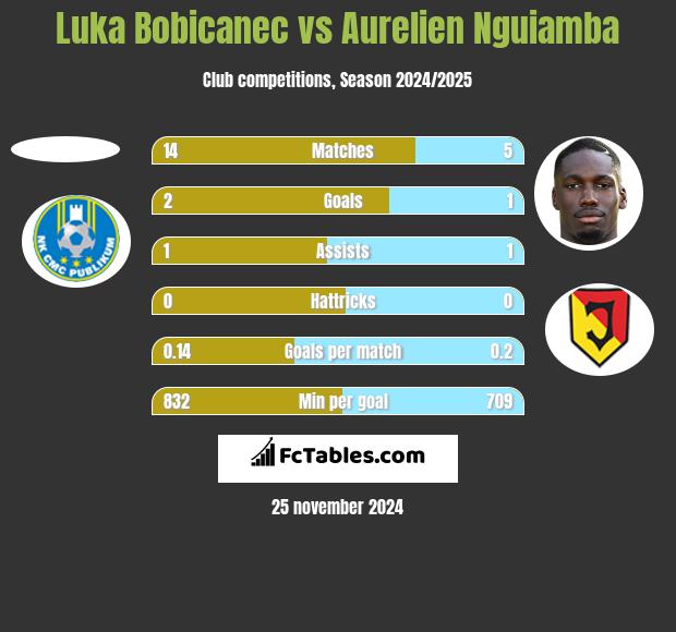 Luka Bobicanec vs Aurelien Nguiamba h2h player stats