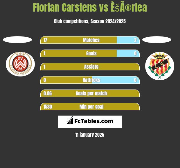 Florian Carstens vs ÈšÃ®rlea h2h player stats