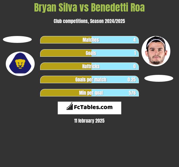 Bryan Silva vs Benedetti Roa h2h player stats