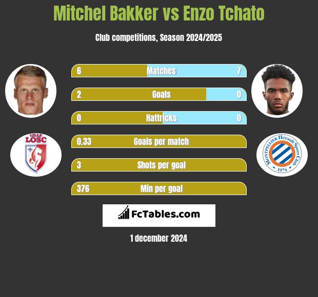 Mitchel Bakker vs Enzo Tchato h2h player stats