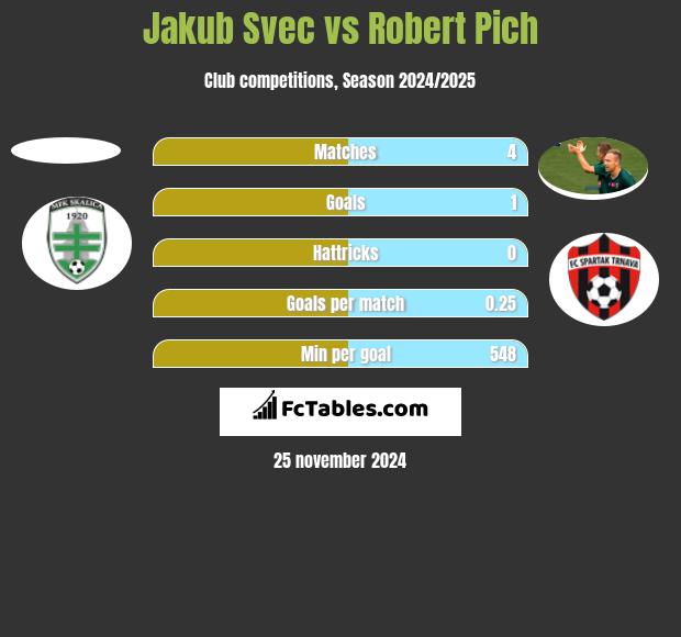 Jakub Svec vs Robert Pich h2h player stats