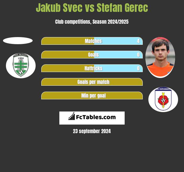 Jakub Svec vs Stefan Gerec h2h player stats