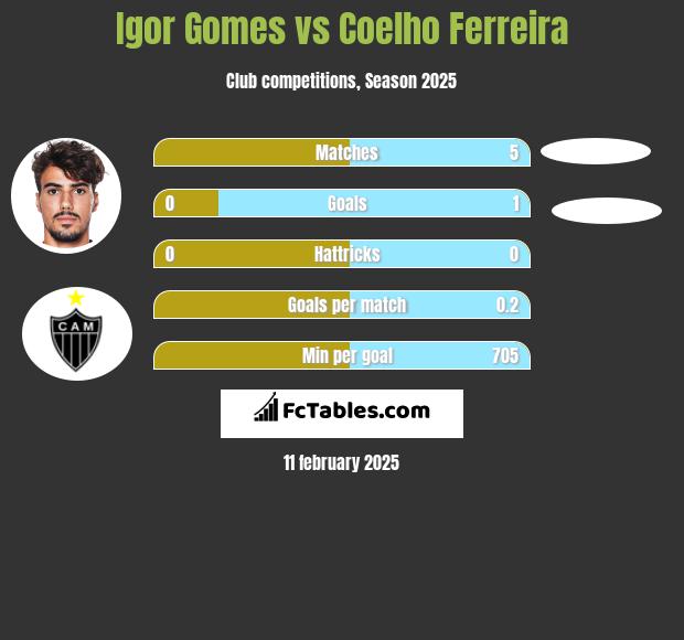 Igor Gomes vs Coelho Ferreira h2h player stats