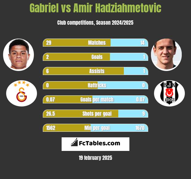 Gabriel vs Amir Hadziahmetovic h2h player stats