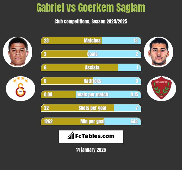 Gabriel vs Goerkem Saglam h2h player stats