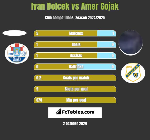 Ivan Dolcek vs Amer Gojak h2h player stats