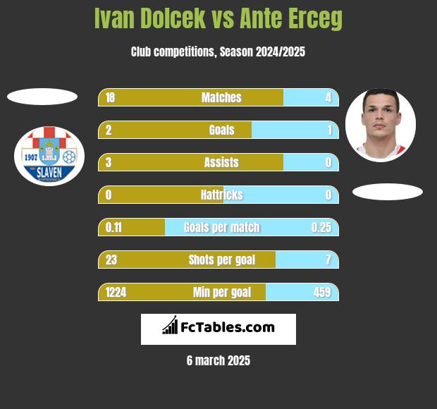 Ivan Dolcek vs Ante Erceg h2h player stats