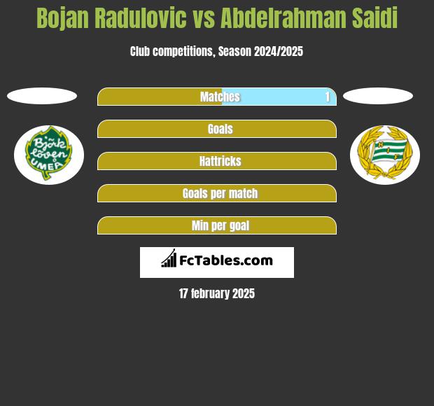 Bojan Radulovic vs Abdelrahman Saidi h2h player stats