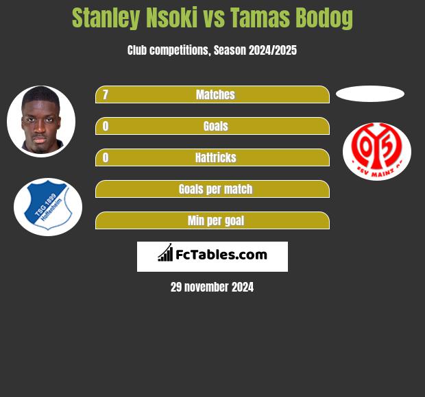 Stanley Nsoki vs Tamas Bodog h2h player stats