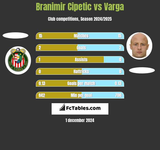 Branimir Cipetic vs Varga h2h player stats