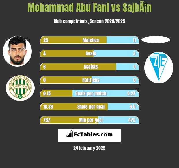 Mohammad Abu Fani vs SajbÃ¡n h2h player stats