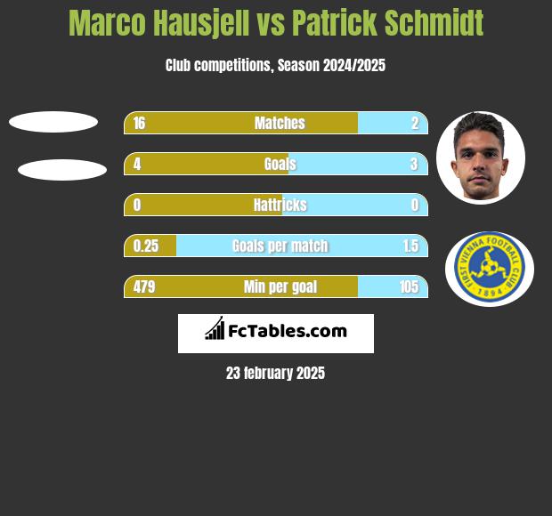 Marco Hausjell vs Patrick Schmidt h2h player stats