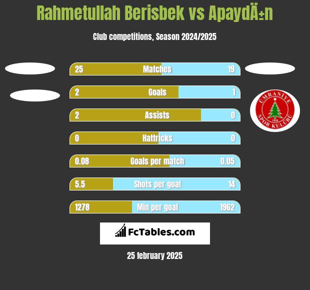 Rahmetullah Berisbek vs ApaydÄ±n h2h player stats