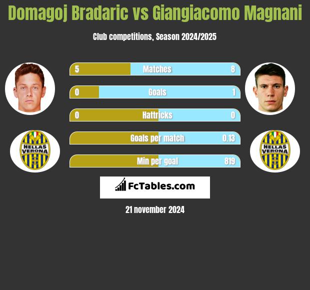 Domagoj Bradaric vs Giangiacomo Magnani h2h player stats