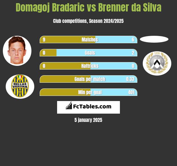 Domagoj Bradaric vs Brenner da Silva h2h player stats