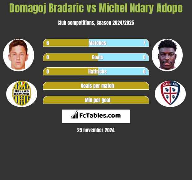 Domagoj Bradaric vs Michel Ndary Adopo h2h player stats