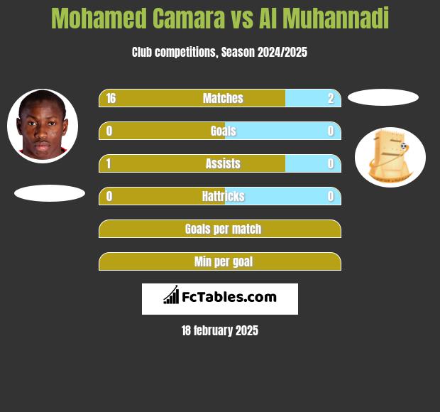 Mohamed Camara vs Al Muhannadi h2h player stats