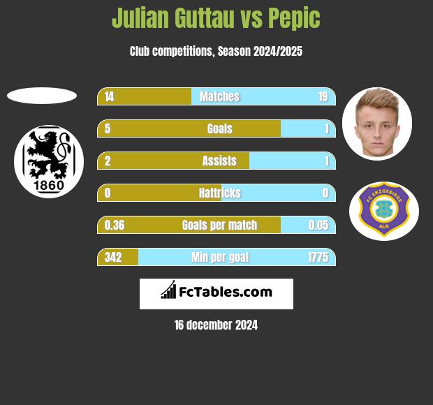 Julian Guttau vs Pepic h2h player stats