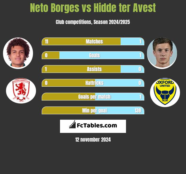 Neto Borges vs Hidde ter Avest h2h player stats