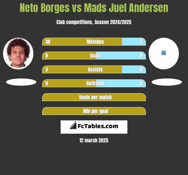 Neto Borges vs Mads Juel Andersen h2h player stats