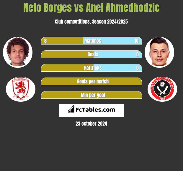 Neto Borges vs Anel Ahmedhodzic h2h player stats