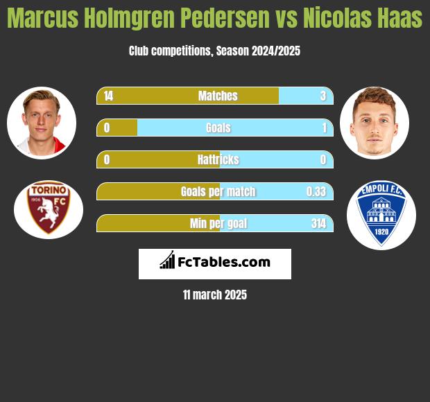 Marcus Holmgren Pedersen vs Nicolas Haas h2h player stats