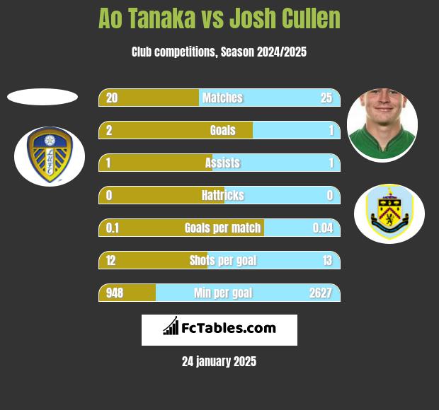 Ao Tanaka vs Josh Cullen h2h player stats