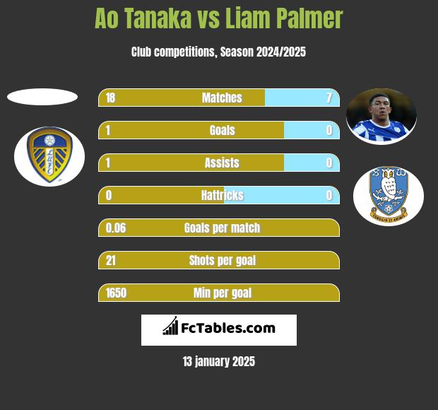 Ao Tanaka vs Liam Palmer h2h player stats