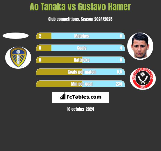 Ao Tanaka vs Gustavo Hamer h2h player stats