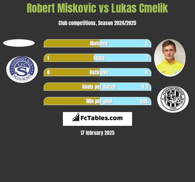 Robert Miskovic vs Lukas Cmelik h2h player stats