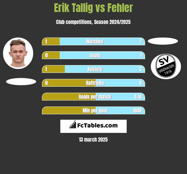 Erik Tallig vs Fehler h2h player stats