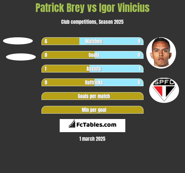 Patrick Brey vs Igor Vinicius h2h player stats