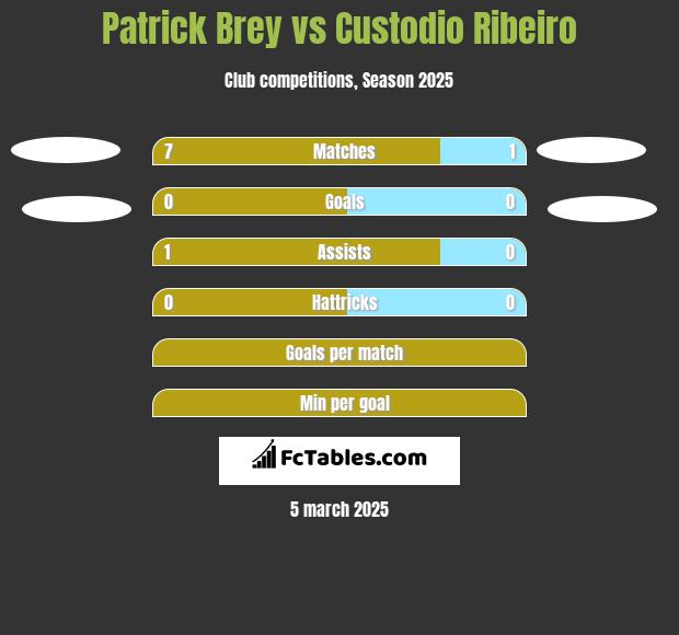 Patrick Brey vs Custodio Ribeiro h2h player stats