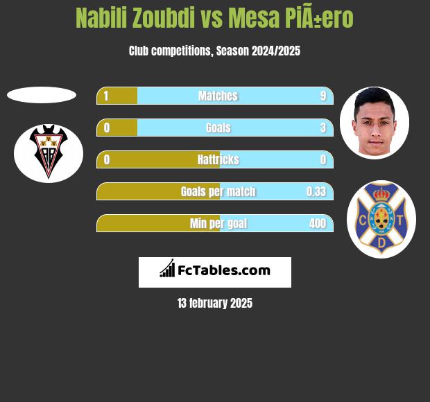 Nabili Zoubdi vs Mesa PiÃ±ero h2h player stats