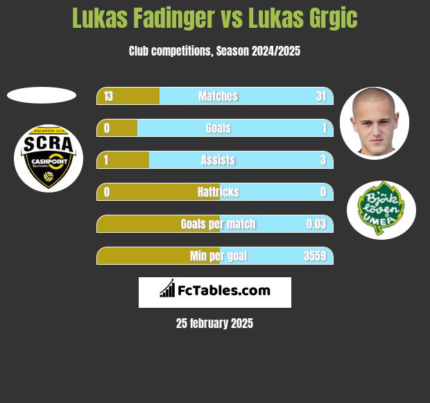 Lukas Fadinger vs Lukas Grgic h2h player stats