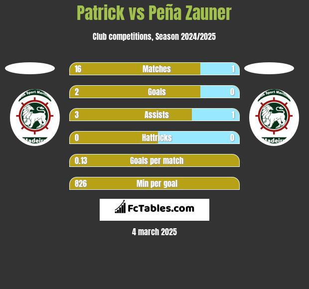 Patrick vs Peña Zauner h2h player stats