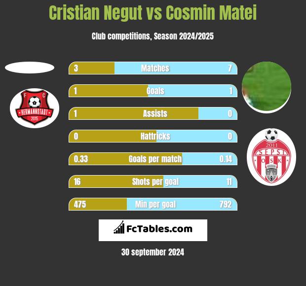 Cristian Negut vs Cosmin Matei h2h player stats