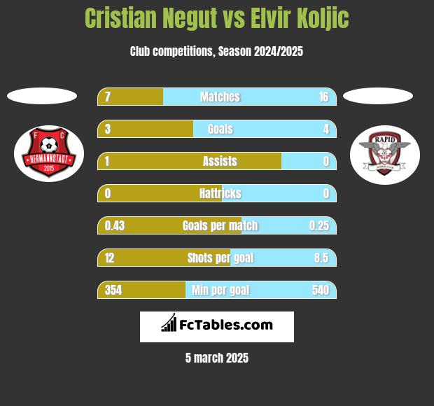 Cristian Negut vs Elvir Koljic h2h player stats