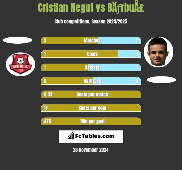 Cristian Negut vs BÄƒrbuÅ£ h2h player stats